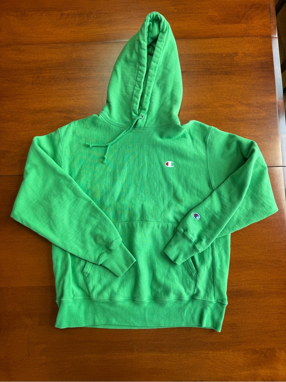 Champion Reverse Weave Hoodie Men’s Large Green Pullover Embroidered Logo